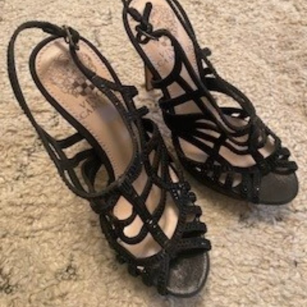 Vince Camuto black embellished high heels